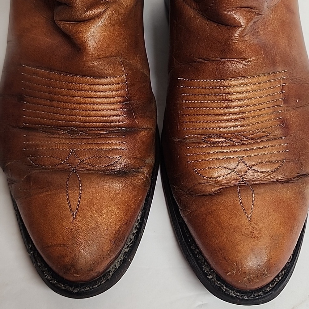 Tony Lama Cats Paw Vintage brown leather cowboy boots sz 8M/9.5W UNISEX YeeHaw!! - Picture 6 of 11